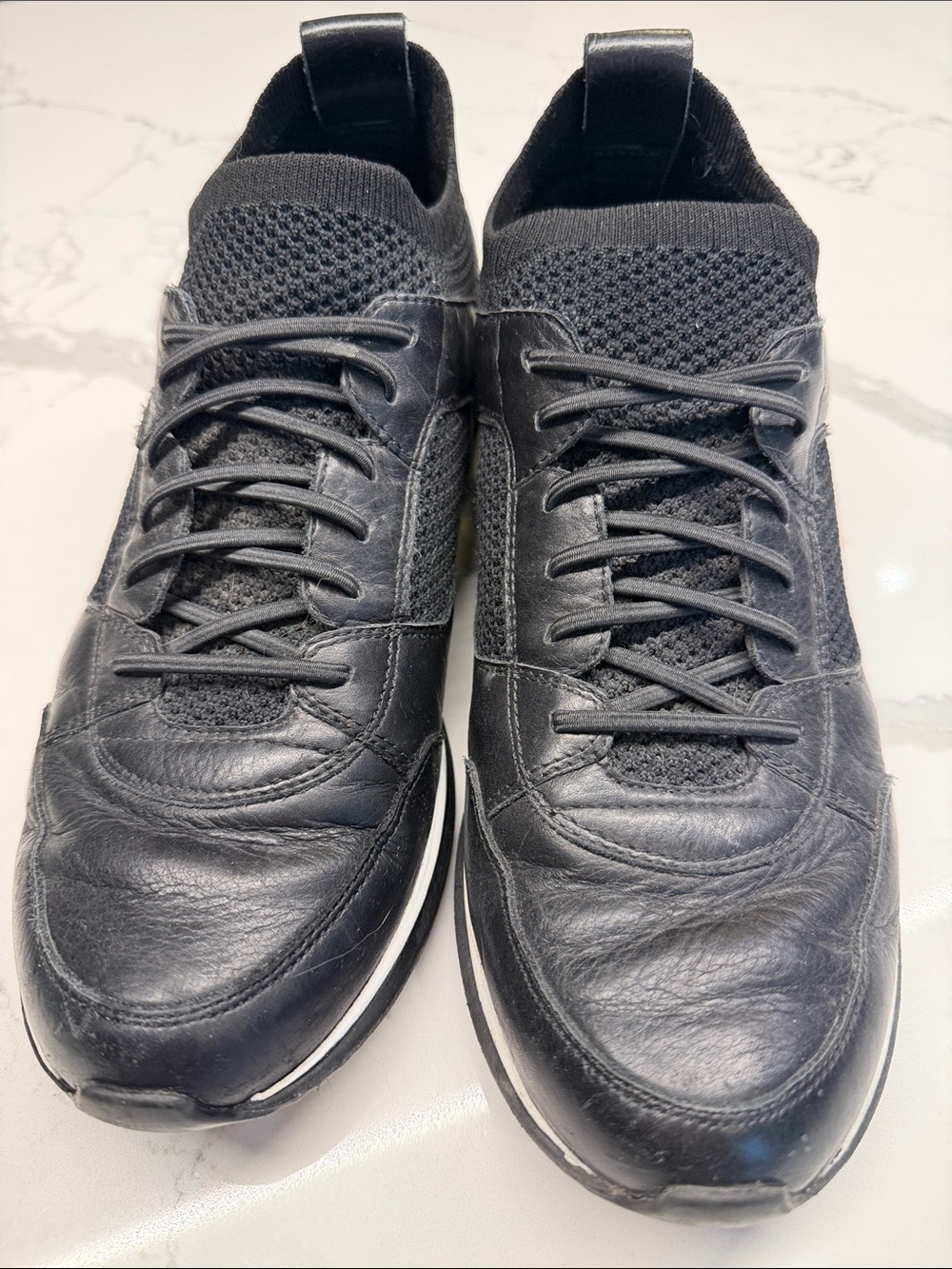 Eileen Fisher black leather runners sneakers size 8